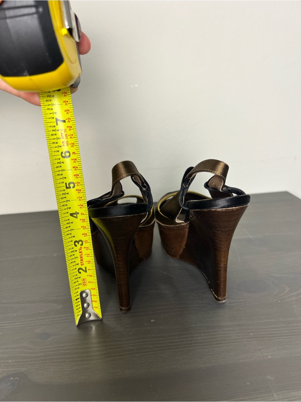 Marni Colorblock Platform Wedge Sandals Size 36 Black Yellow Peep Toe Heel - Picture 7 of 11